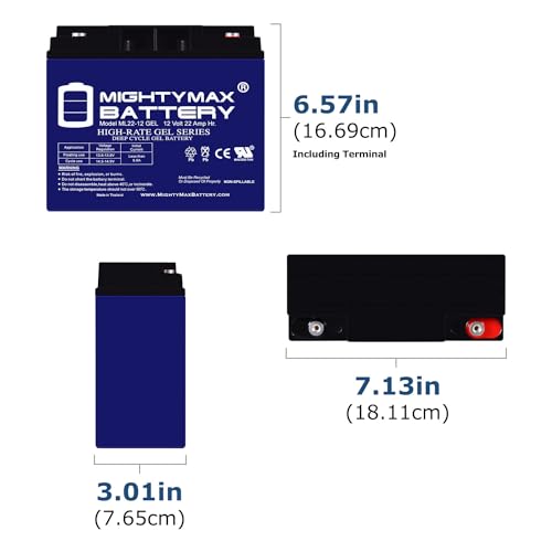 Mighty Max Battery 12V 22AH Gel Battery Replaces Enduring 6FM22, 6-FM-22