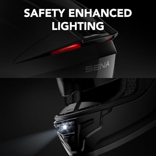 Sena Phantom and ANC Full Face Smart Motorcycle Helmet with Integrated Communications, LED Lighting, and 2nd Generation Sound by Harman Kardon