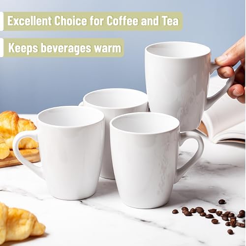 BTaT- White Coffee Mug Set, 12 Pack, 12oz, Ceramic Coffee Cups | Bulk Mug Set for Home, Office, Café, Hot Beverages, Tea, Cappuccino