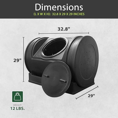 Compost Wizard Jr. Tumbler, 7 Cubic Foot Capacity | Large Rotating Composter Bin, Holds 50 Gallons - Single Chamber Compost System for Gardening, Yard