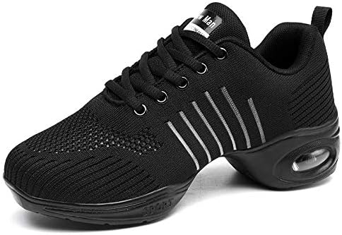 Slow Man Women's Jazz Shoes Lace-up Sneakers - Breathable Air Cushion Lady Split Sole Athletic Walking Dance Shoes Platform
