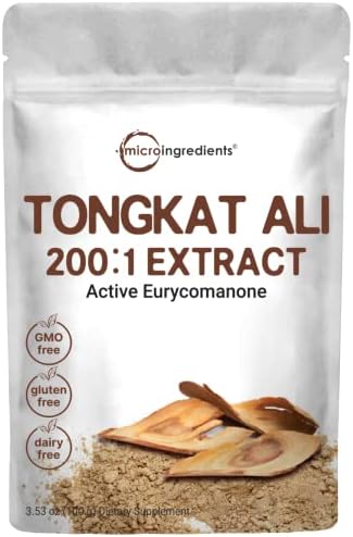 Micro Ingredients Tongkat Ali 200:1 Extract Powder for Men (100g) | Eurycoma longifolia (Longjack) Root | Concentrated Herbal Supplement | Non-GMO