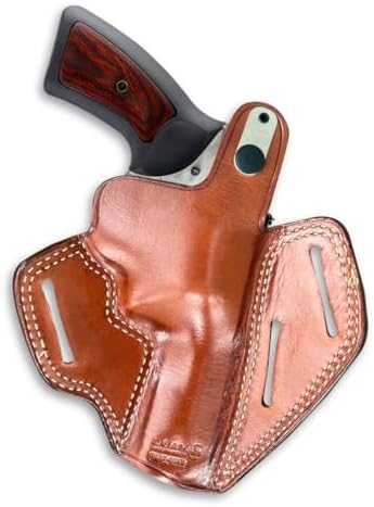 Premium Leather Three Slot OWB Pancake Holster with Thumb Break Fits, GP-100 357 Magnum 4.20" Barrel (Please Choose Your Hand Draw) Brown Color