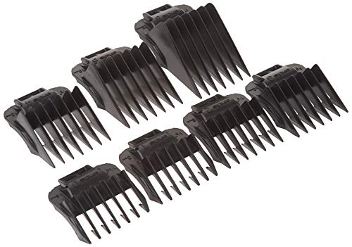 Andis 01380 7-Piece Snap-On Comb Set, Fits ML, GC & MBA Trimmers, Black | Comb sizes 0, 1, 2, 3, 4, 6, 8 (1/16in to 1in), durable snap-on design