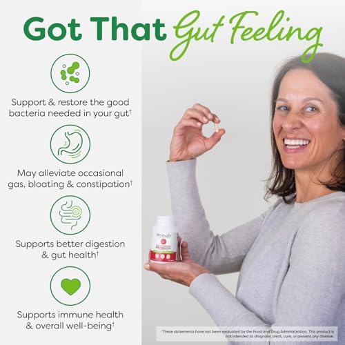 Probulin Colon Support Daily Probiotic + Prebiotic + Support Gut Health, Occasional Gas and Bloating - 20 Billion CFU - 12 Strains, 30 Vegan Capsules