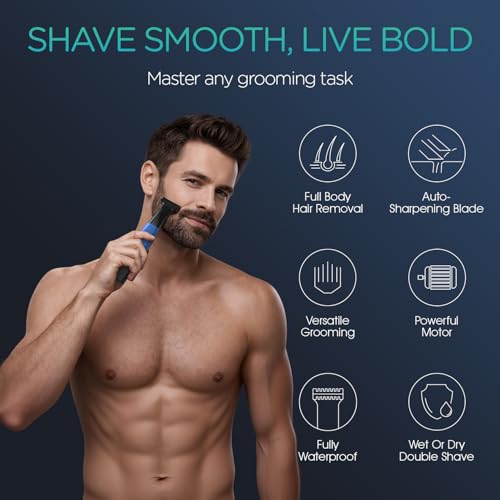 VOYOR Beard Trimmer for Men, Electric Razor for Face, Body & Nose, Wet/Dry