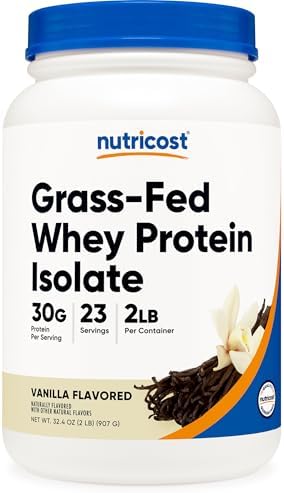 Nutricost Grass-Fed Whey Protein Isolate (Vanilla) 5LBS | GMO-Free, Gluten Free, Natural Flavors