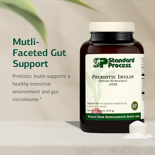 Standard Process Prebiotic Inulin - Gut Health & Immune Support Supplement - Calcium & Magnesium for Bone Health - Good Source of Fiber - Non-Soy