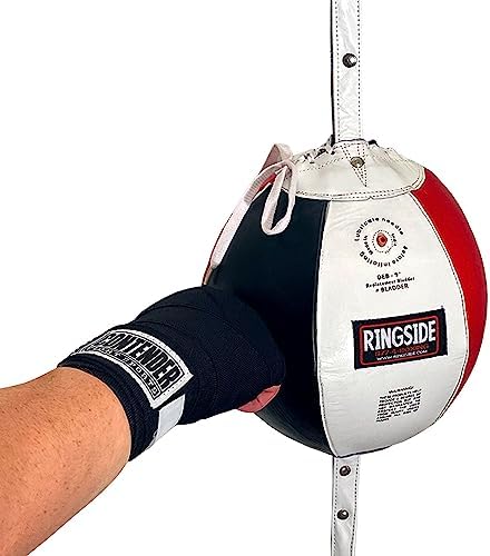 Ringside Leather Boxing Double End Bag - Speed & Reflex Punching Target with Bungee Cables for MMA, Muay Thai, and Striking Accuracy