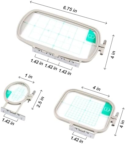 Sew Tech 3pcs Embroidery Hoops for Brother, 1x2.5 4x4 4x6.75in Frame Set