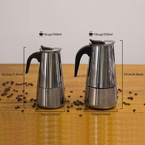 elabo Stainless Steel Moka Pot, Stovetop Espresso Maker Machine 10 Cups