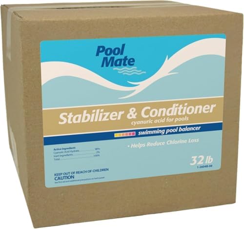 Pool Mate 16-Pounds Premium Pool Stabilizer and Conditioner | Chlorine Stabilizer, Concentrated Cyanuric Acid for Pools, Helps Chlorine Last Longer, 6oz raises CYA 10ppm per 5,000 gallons