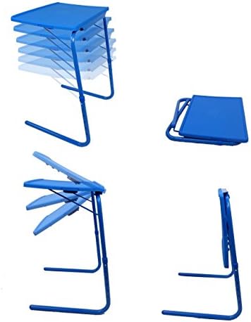 Portable Foldable TV Tray Table - Laptop, Eating, Drawing Tray Table Stand with Adjustable Tray with Sliding Adjustable Cup Holder - 5StarSuperDeals - (Black)