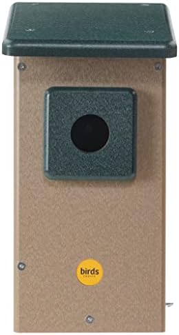 Birds Choice Ultimate Bluebird House, 1.5" Hole | Taupe & Blue | Durable Recycled Plastic Nesting Box, Weather-Resistant for Backyard Bluebirds, 11in x 8.5in x 12.625in