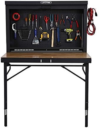 LIFETIME Products Wall Mounted Work Table, 4', Wood Varnish (80421)