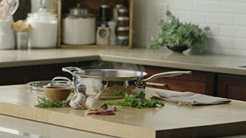 Heritage Steel 6 Quart Rondeau with Lid - Titanium Strengthened 316Ti Stainless Steel with 5-Ply Construction - Induction-Ready and Fully Clad, Made in USA