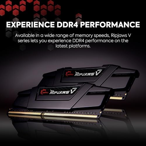 G.SKILL RipjawsV Series DDR4 RAM (XMP) 8GB (1x8GB) 3200MT/s CL16-18-18-38 1.35V Intel AMD Desktop Computer Memory U-DIMM - Black (F4-3200C16S-8GVKB)