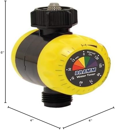 Dramm ColorStorm Premium Water Hose Timer, Mechanical, Turns Water Off Automatically, Up to 120 Minutes of Run Time, Compact for Lawn, Drip