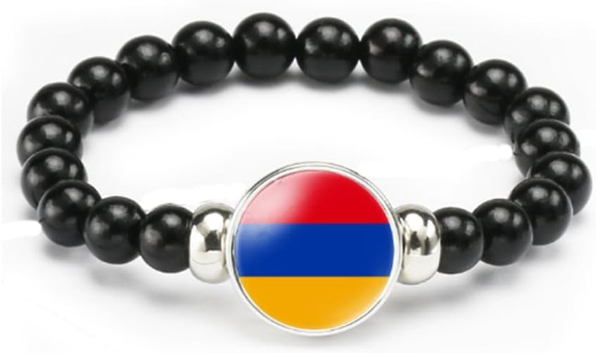 vmcoatdu National Flag Bracelet Elastic Rope Beaded Bracelet Support Your Country Travel Souvenir Gifts for Men Women