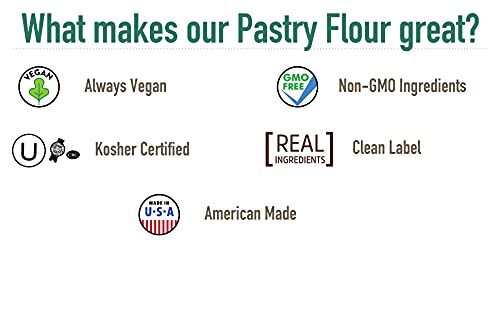 Pereg Fine Pastry Flour (16 oz) - 100% Soft White Wheat - Suitable for Baking, Cookies, Pastries, Croissants, Pie Crust - 9% protein - Non-GMO & Vegan