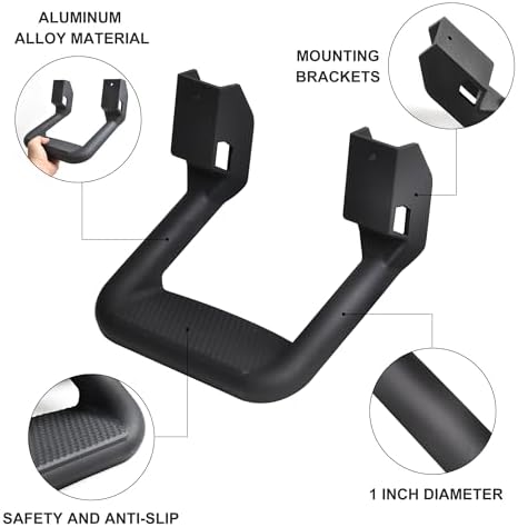 2 Pieces (1 Pair) Black Powder Coated Truck Side Step Set, Includes Mounting Brackets - Fits Various Trucks Compatible for Chevy (Chevrolet), Ford