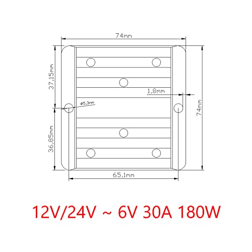 Waterproof 12V/24V to 6V 30A 180W Step Down DC/DC Power Converter Regulator