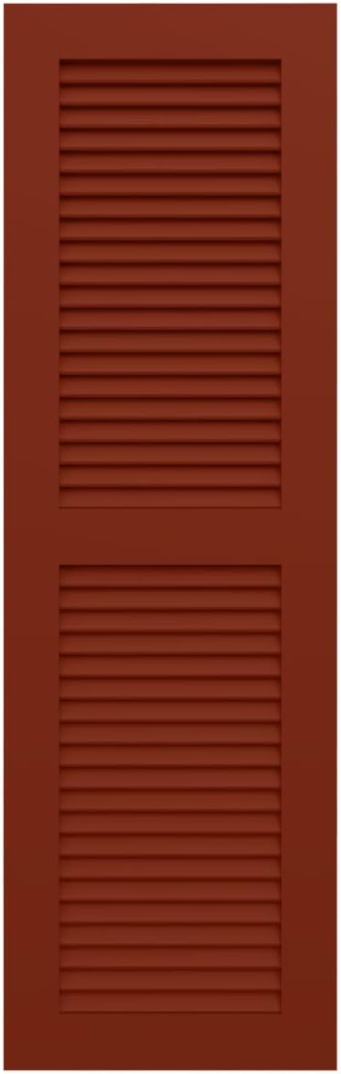 18"W x 60"H True Fit PVC Two Equal Louver Shutters, Unfinished (Per Pair - Hardware Not Included)