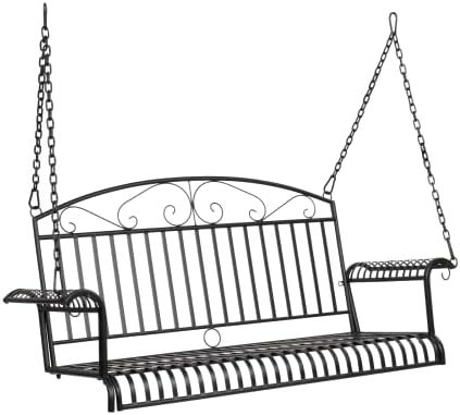VINGLI Heavy Duty Metal Porch Swing, 660 LBS Outdoor Swing Bench, Curved
