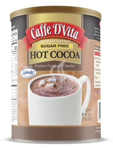 Caffe D'Vita Sugar Free Hot Cocoa Mix, Gluten Free - 10 Oz Can | Hot Chocolate Mix, Low Fat, No Cholesterol, No Hydrogenated Oils or Trans Fat, Kosher, Cocoa Bulk