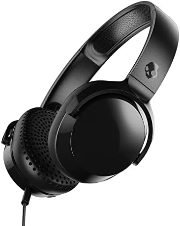 Skullcandy Riff On-Ear Wired Headphones with 3.5mm AUX Plug - Black | Travel Ready with 3.5mm Wired Connection, Built-In Microphone, Foldable Lightweight Comfortable Design, Durable Headband