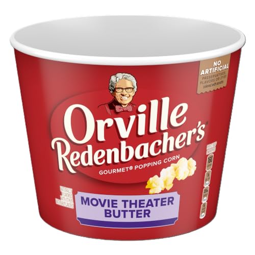 Orville Redenbacher’s Microwave Popcorn + Tub, Movie Theater Butter Flavor, 3g Fiber Per Serving, 3.9 oz. (12 Boxes)