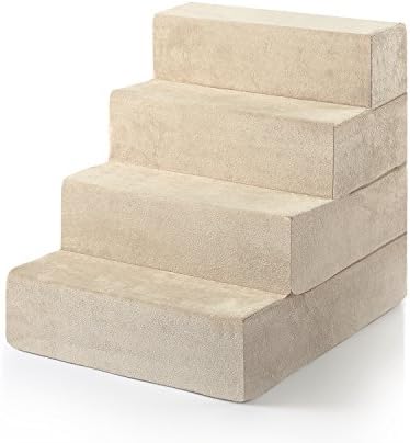 ZINUS Foam 13 Inch 2-Step Step Pet Stairs / Pet Ramp for Cats and Dogs, Extra Small, Beige