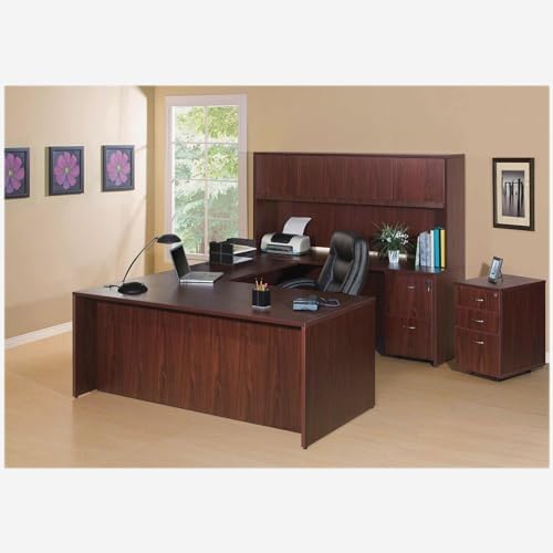 Lorell Hutch with Doors, 66 by 15 by 36-Inch, Mahogany