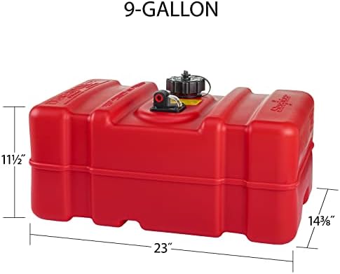 Scepter 6 Gallon Portable Marine Gas Can, Boat Fuel Tank with Top Handle | Underseat Design, 2-Way Vented Cap, Built-In Fuel Gauge and Pick-Up, EPA & CARB Compliant, 19.3"L x 12.2"W x 10.2"H (10511)