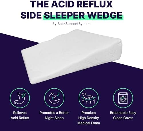 Acid Reflux Wedge Pillow for Sleeping & Sitting – Elevating Memory Foam Pillow for GERD Relief, Snoring, & Back Pain (Side Sleeping Wedge