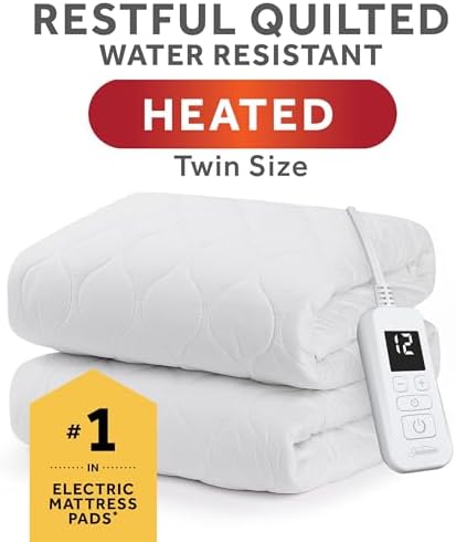 Sunbeam Restful Quilted Water Resistant Heated Mattress Pad - Twin
