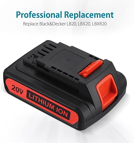 LBXR20 20V 4.0Ah Replacement for Black and Decker 20V Lithium Battery Max LB20 LBX20 LBXR20-OPE LBXR2020-OPE LBXR20B-2 LST220 LST300 20-Volt Max