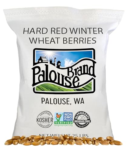 Palouse Brand Certified Glyphosate Residue Free Hard Red Winter Wheat Berries | 25 LBS Bag | Sproutable | Non-GMO Project Verified | Kosher