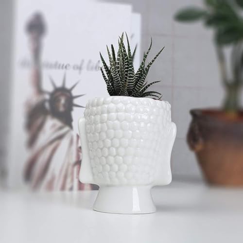 Buddha Head Planter Ceramic Flower Pot Planters for Home Garden Ofiice Desk Decor