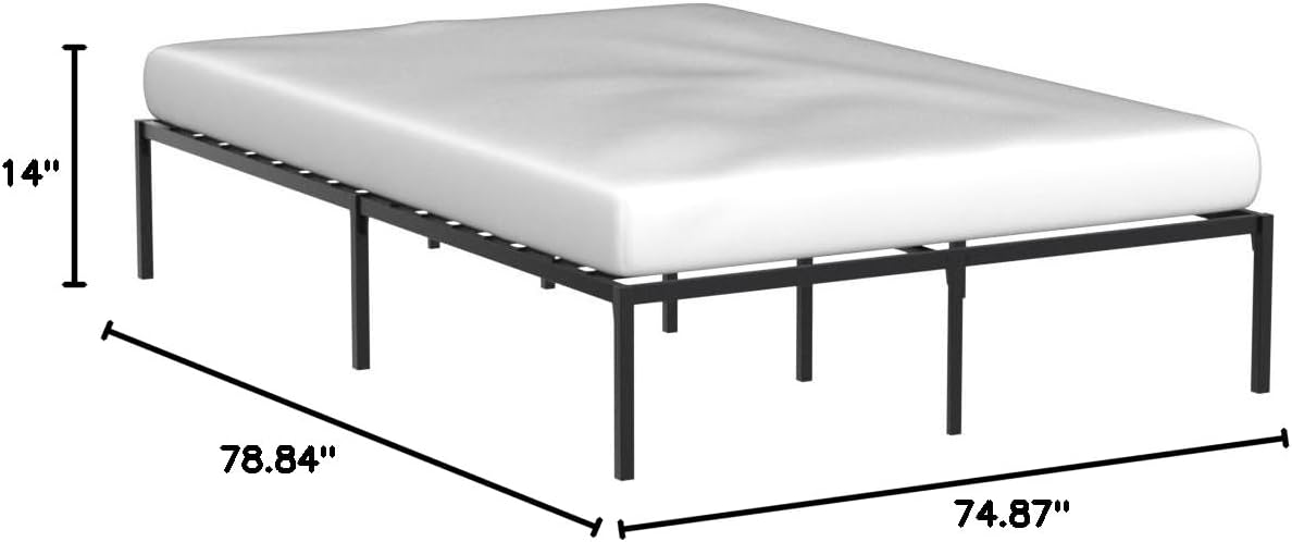 Linenspa Folding Metal Platform Bed Frame - Easy Assembly - Sturdy Steel - No Box Spring Needed - Underbed Storage - Mattress Foundation - 14" High