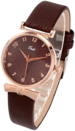 Top Plaza Ladies Classic Leather Analog Quartz Watch | Women Easy Read Arabic Numerals Watches Casual Dress Wrist Watch,Rose Gold Case