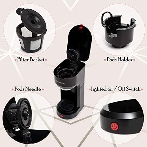 Mixpresso Single Serve Coffee Maker K Cup Coffee Maker for K Pods & Grounds | Compact 800W White Coffee Machine with 14 Oz Water Tank, Fast Brew & Auto Shut-Off, Small Design for Travel RV, Office& Dorm
