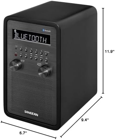 Sangean WR-50P AM/FM Bluetooth Wood Cabinet Tabletop Stereo Digital Receiver, Black