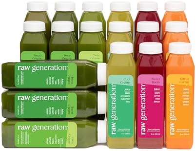 Raw Generation Skinny Juice Cleanse, 5-Day, 30 Cold-Pressed Juice Bottles | Clean ingredients, no added sugar or sweeteners, fruit & vegetable blends, 19g daily protein, at-home reset, cravings support