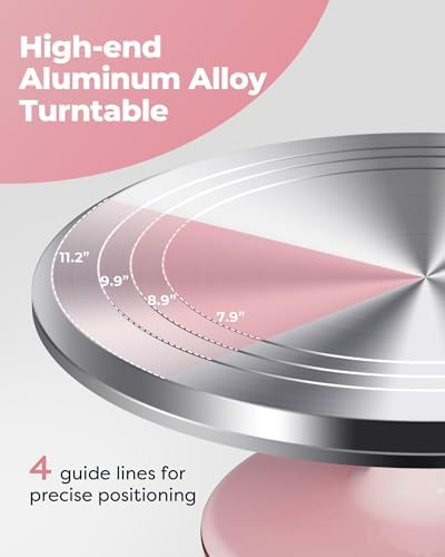 Kootek Aluminum Cake Stand Turntable Set for Decorating Baking Kit, 12" | Beginner-friendly, Baking Supplies Tools with Cake Stand Turntable for Decorating and Display, 2 Spatulas, 3 Icing Scrapers