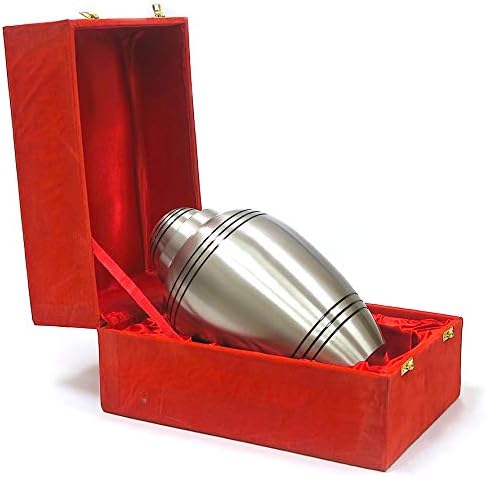 Shalimar's Brass Cremation Urn for Human Ashes - Adult Funeral Urn Handcrafted - Affordable Urn for Ashes - Large Urn Deal (11" Silver Urn Engraved