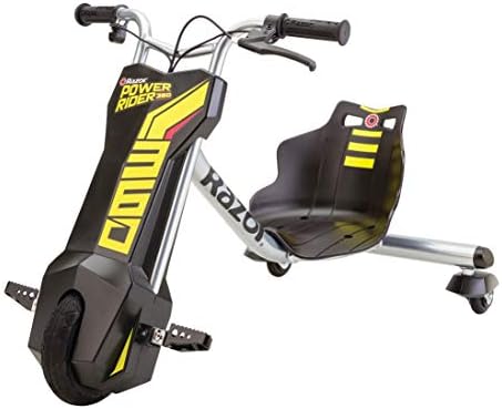 Razor Power Rider 360 9 MPH Drifting Trike Ride-On Electric Powered Tricycle, Black, Yellow