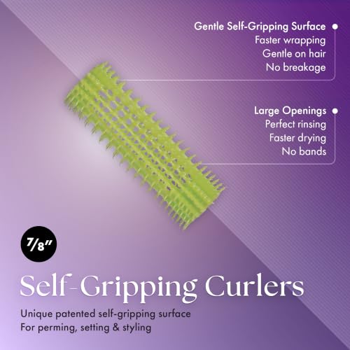 Olivia Garden Jet Set EZ Grip Self-Gripping Curlers - Hair Rollers for Setting or Perming - Style Curls and Waves