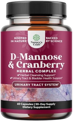 D Mannose with Cranberry Supplement - Potent D Mannose 1000mg Capsules for Kidney Defense Support & Cleanse and Urinary Tract Health for Women & Men