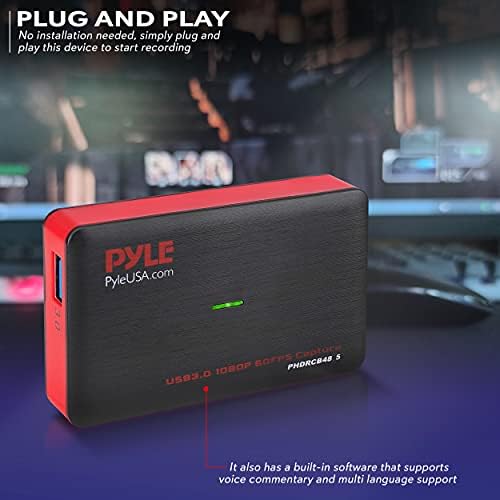 PyleUsa Capture Card Device, 4K HDMI Video Capture Card, 1080P 60FPS, HDMI to USB 3.0 Capture Card for Live Streaming Work with Camera, USB, SD, PC